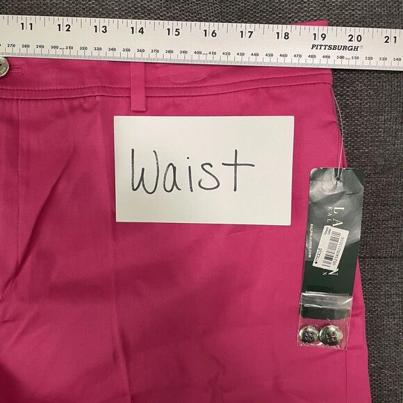NEW‎ LRL Lauren Ralph Lauren Khaki Shorts Satin Cotton Blend Pink Sz 16 Vintage - Picture 3 of 8